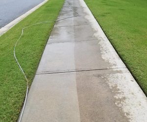 concrete sidewalk after pressure washing