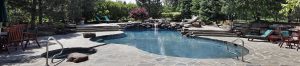 Backyard pool area after pressure washing